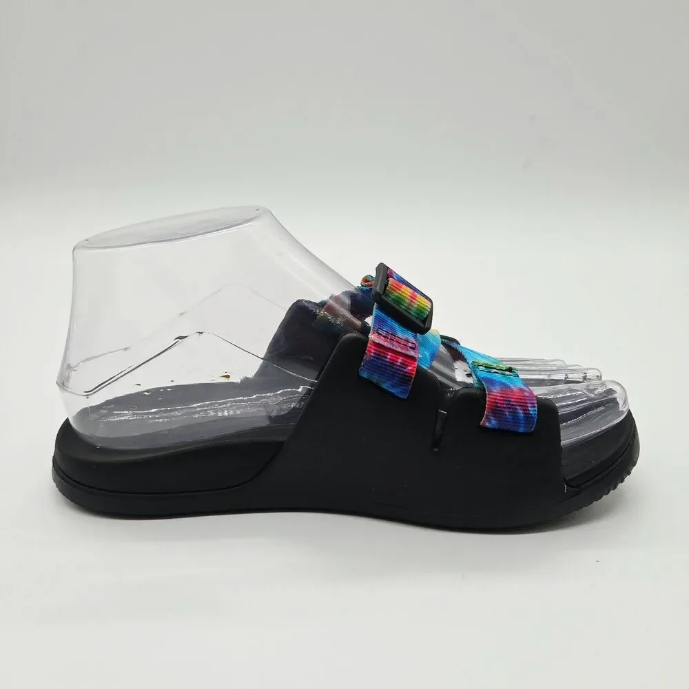 Chaco Chillos Slide Sandal Lightweight Rainbow Tie Dye Big Kids Size 4